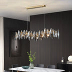 Zoey Oval Cut Smokey Crystal And Copper Bar Chandelier