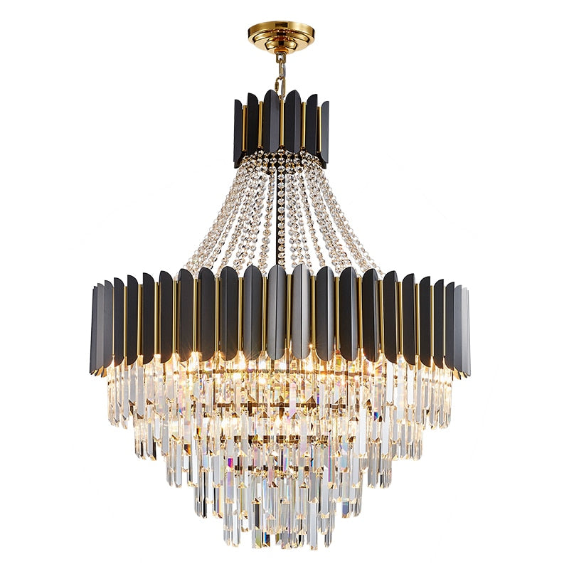 Logan Modern Stainless Steel Tiered Crystal Chandelier