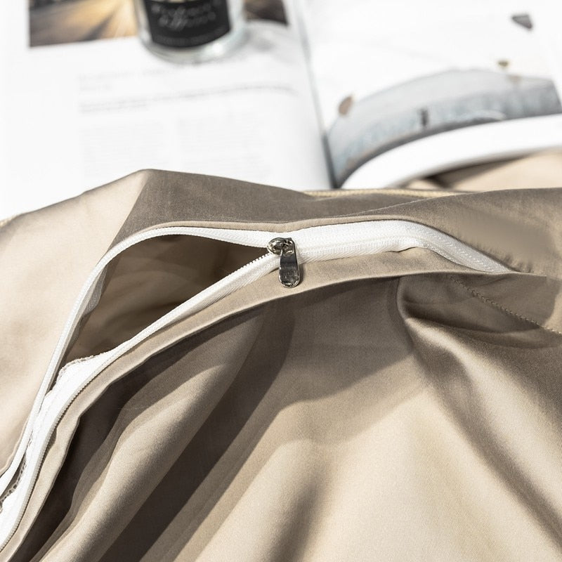 Wendy Faded Beige Solid Egyptian Cotton Bedding Set