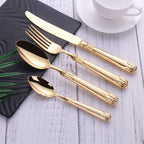 Elnoora Gold Luxury Engraved Stainless Steel Cutlery Set