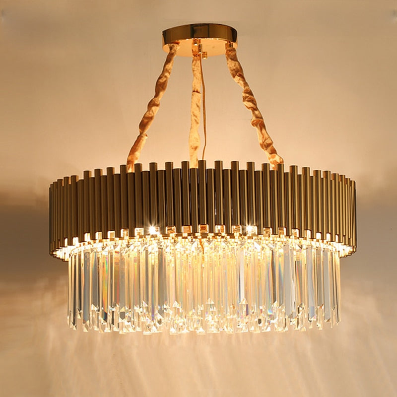Rylee Gold Edged Beveled Crystal And Copper Ring Chandelier