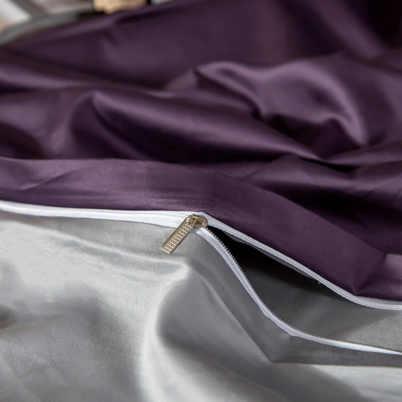 Shemir Purple Grey Reversible Egyptian Cotton Bedding Set
