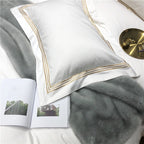 Victoria White Embroidered Lined Border Egyptian Cotton Bedding Set