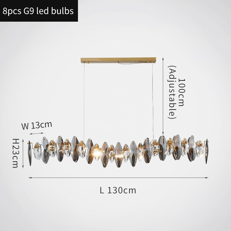 Zoey Oval Cut Smokey Crystal And Copper Bar Chandelier