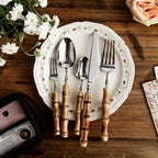 Sagano Natural Bamboo Handle Stainless Steel Cutlery Set