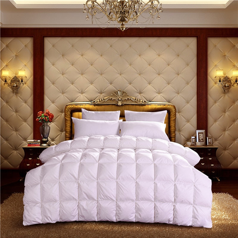 Shadiya White Square Quilted Cotton Goose Down Filling Comforter
