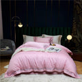 Victoria Pink Embroidered Lined Border Egyptian Cotton Bedding Set