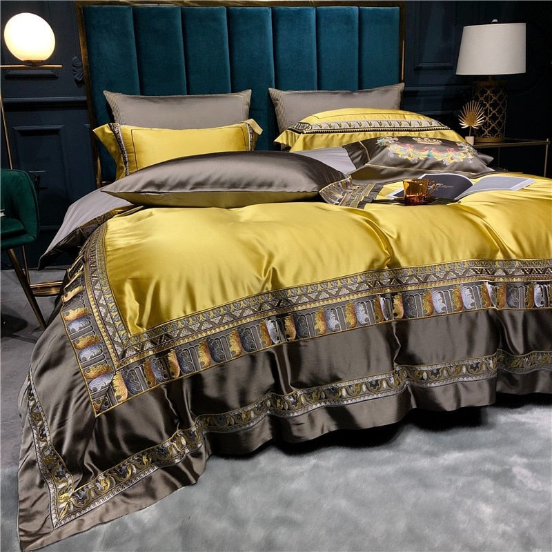Hadi Embroidered Border Luxury Cotton Satin Bedding Set