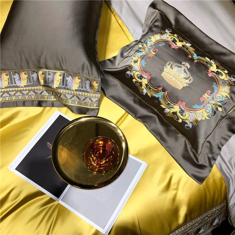 Hadi Embroidered Border Luxury Cotton Satin Bedding Set