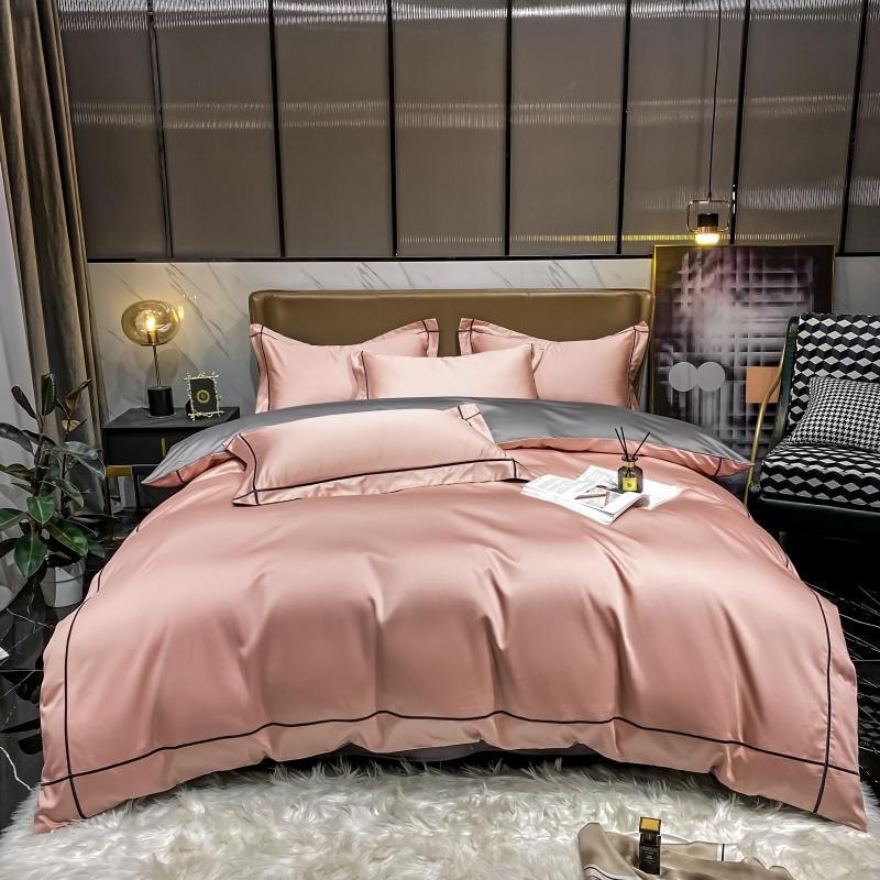 Kaelyn Blush Pink Hotel Trim Egyptian Cotton Bedding Set