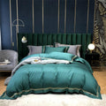 Victoria Green Embroidered Lined Border Egyptian Cotton Bedding Set