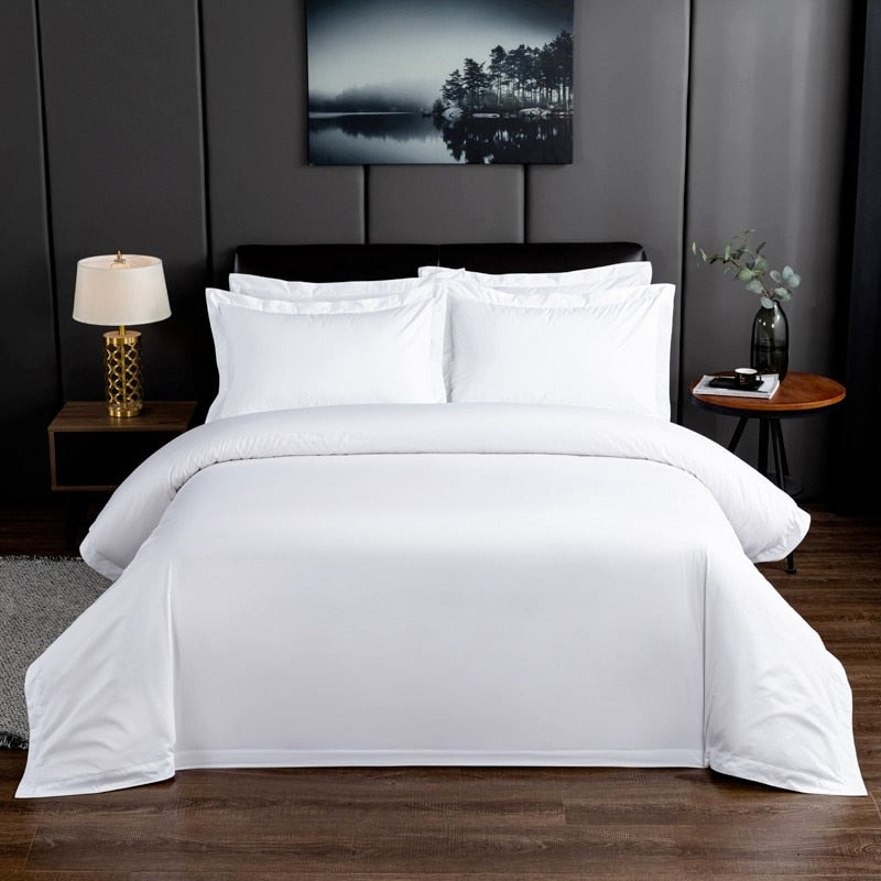 Lola Crisp White Minimalist Cotton Bedding Set