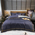 Kaelyn Midnight Indigo Hotel Trim Luxury Egyptian Cotton Bedding Set