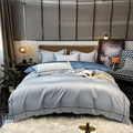Kaelyn Powder Blue Hotel Trim Egyptian Cotton Bedding Set
