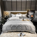 Kaelyn Silver Grey Hotel Trim Egyptian Cotton Bedding Set