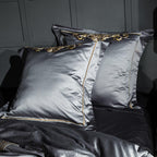 Lezkira Vibrant Grey Luxury Embroidery Egyptian Cotton Bedding Set