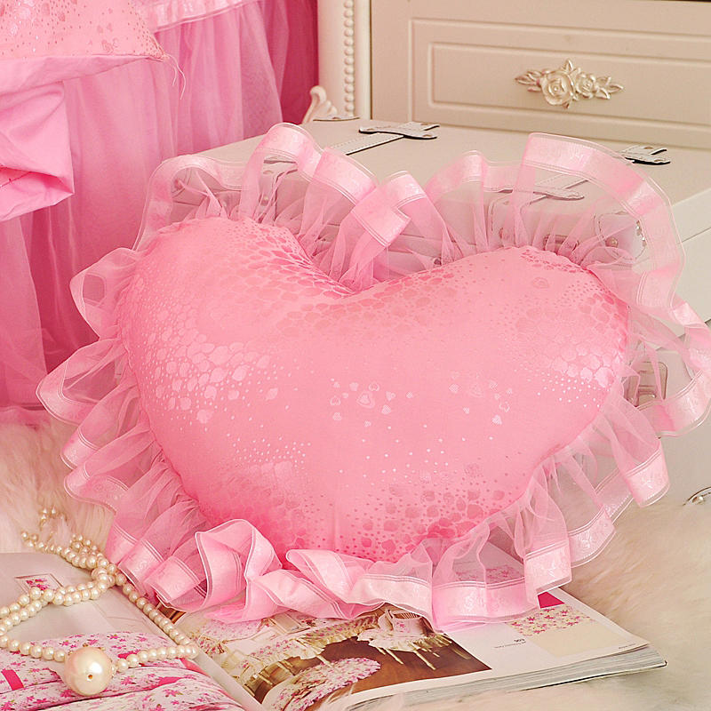 Aaliyah Pink Triple Layered Ruffled Cotton Lace Bedding Set