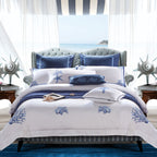 Amellora Nautical Embroidered Egyptian Cotton Bedding Set