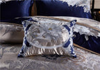 Impero Blue Silver Jacquard Egyptian Cotton Satin Bedding Set