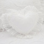 Amani White Double-Layered Ruffled Cotton Lace Bedding Set