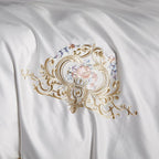 Pheliza Pearl White Embroidered Egyptian Cotton Bedding Set