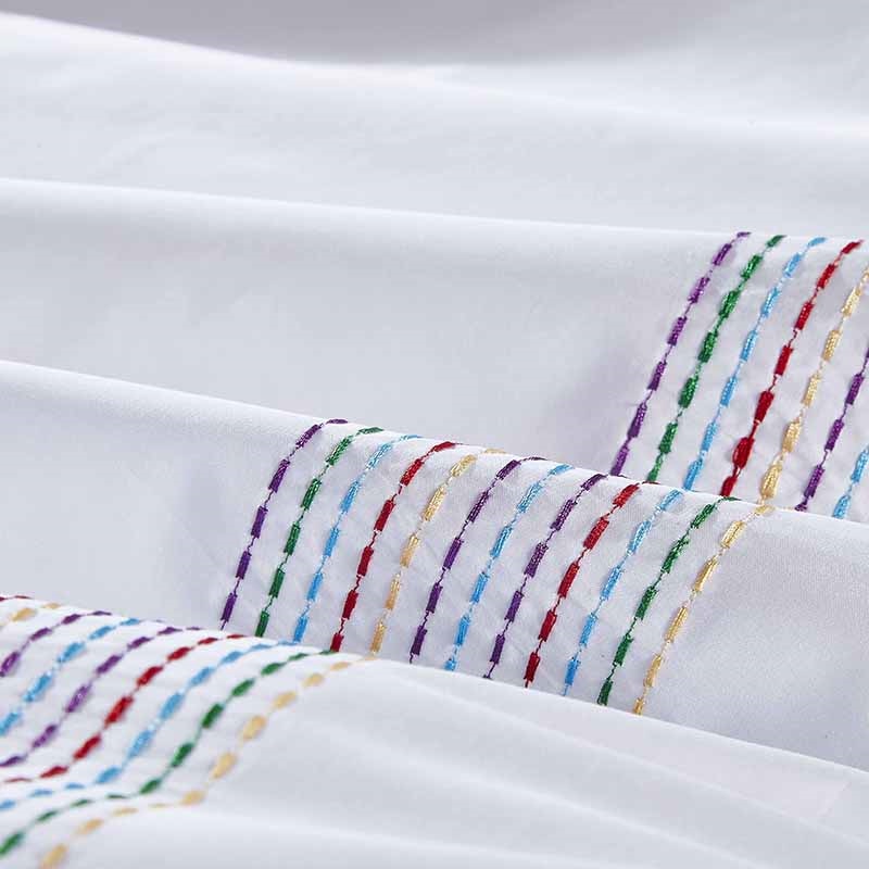Abyad Rainbow Stitch Premium Hotel Cotton Bedding Set
