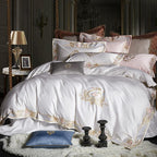 Pheliza Pearl White Embroidered Egyptian Cotton Bedding Set