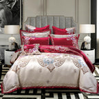 Tulipia Royal Paisley Floral Jacquard Egyptian Cotton Satin Bedding Set