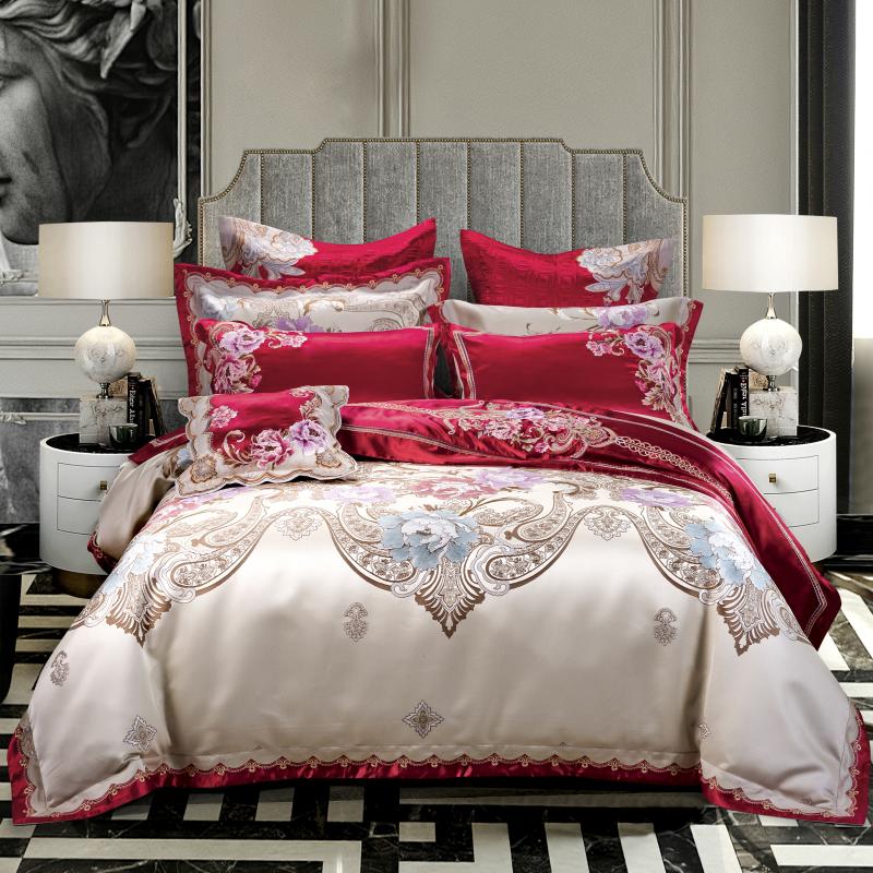 Tulipia Royal Paisley Floral Jacquard Egyptian Cotton Satin Bedding Set