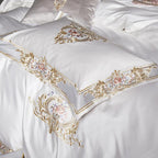 Pheliza Pearl White Embroidered Egyptian Cotton Bedding Set