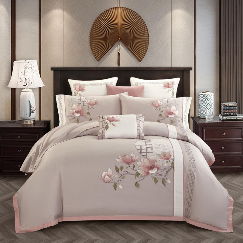 Magnela Oriental Embroidery Egyptian Cotton Bedding Set