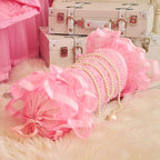 Aaliyah Pink Triple Layered Ruffled Cotton Lace Bedding Set