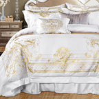 DeLuxxe White Embroidered Luxury Egyptian Cotton Bedding Set