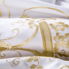 DeLuxxe White Embroidered Luxury Egyptian Cotton Bedding Set