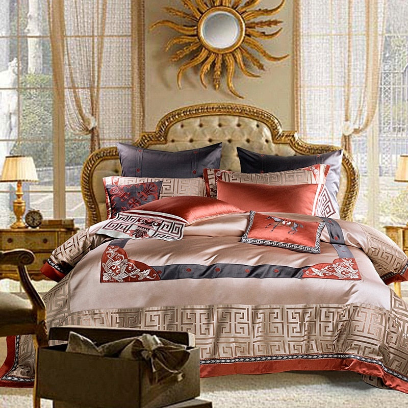 Venora Luxury Jacquard Egyptian Cotton Satin Bedding Set