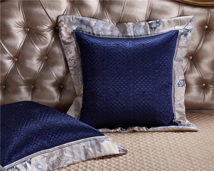 Impero Blue Silver Jacquard Egyptian Cotton Satin Bedding Set