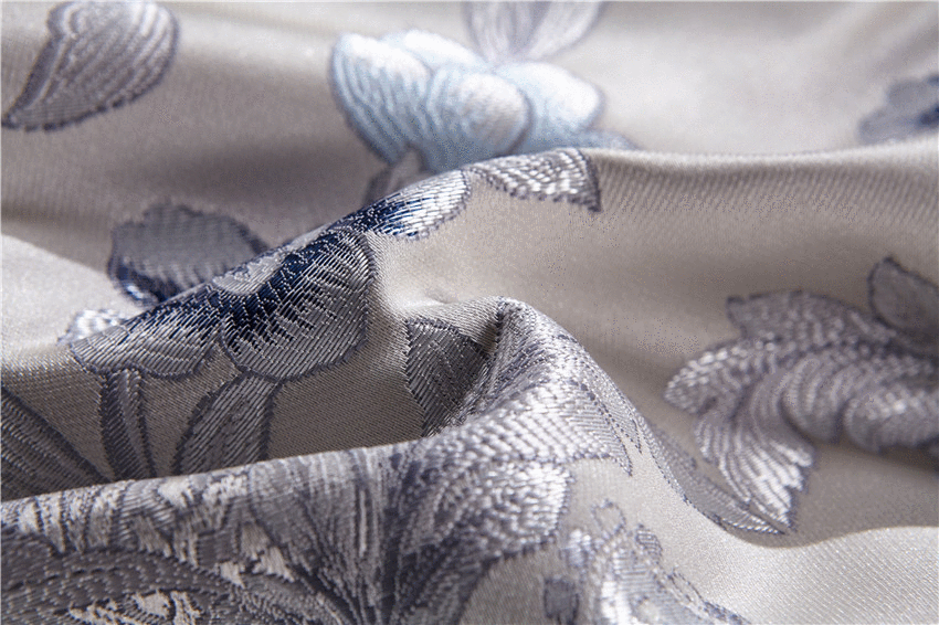 Impero Blue Silver Jacquard Egyptian Cotton Satin Bedding Set