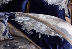 Impero Blue Silver Jacquard Egyptian Cotton Satin Bedding Set