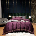 Victoria Plum Embroidered Lined Border Egyptian Cotton Bedding Set
