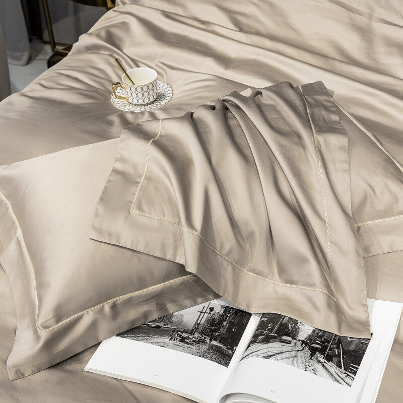 Wendy Faded Beige Solid Egyptian Cotton Bedding Set