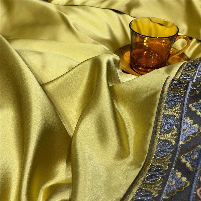 Hadi Embroidered Border Luxury Cotton Satin Bedding Set