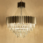 Logan Modern Stainless Steel Tiered Crystal Chandelier