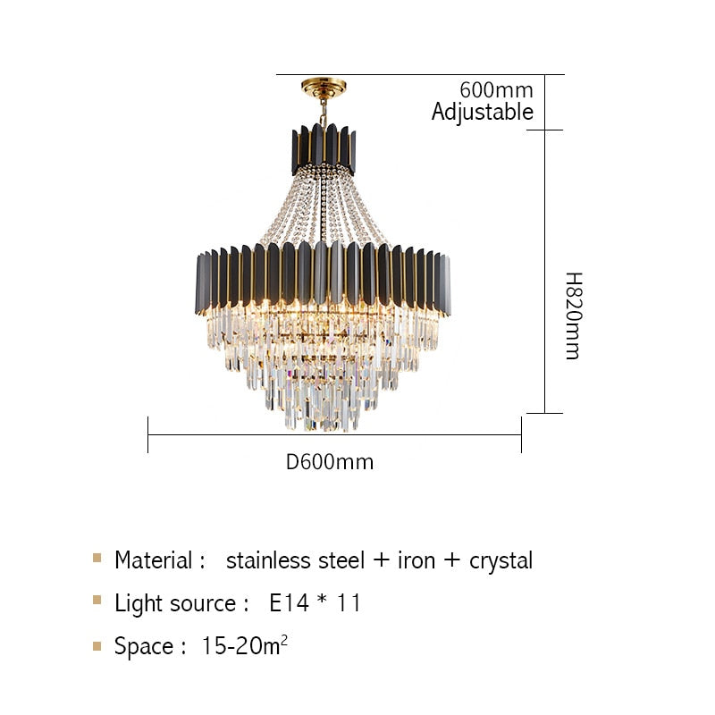 Logan Modern Stainless Steel Tiered Crystal Chandelier