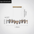 Zoey Oval Cut Smokey Crystal And Copper Bar Chandelier