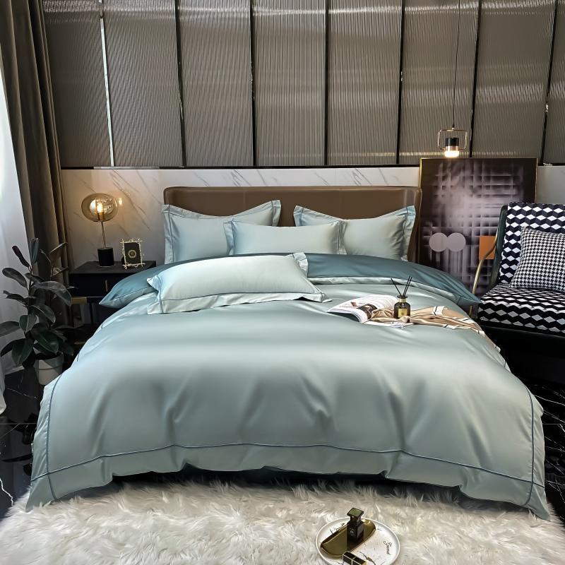 Kaelyn Sea Mist Hotel Trim Egyptian Cotton Bedding Set
