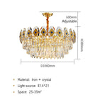 Eliana Oval Inlay Three-Tiered Crystal Chandelier