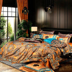 Omera Rounded Jacquard Egyptian Cotton Satin Bedding Set