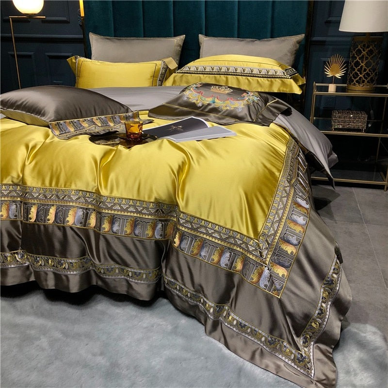 Hadi Embroidered Border Luxury Cotton Satin Bedding Set