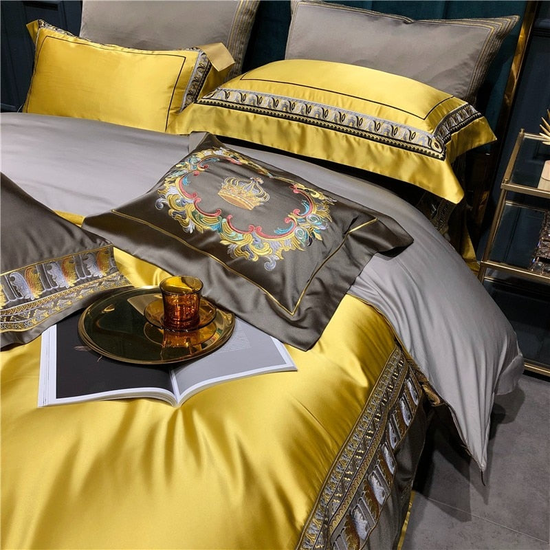 Hadi Embroidered Border Luxury Cotton Satin Bedding Set