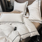Kaelyn Soft Ivory Hotel Trim Egyptian Cotton Bedding Set